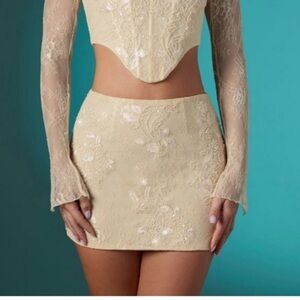 Oh Polly Cream Lace Skirt